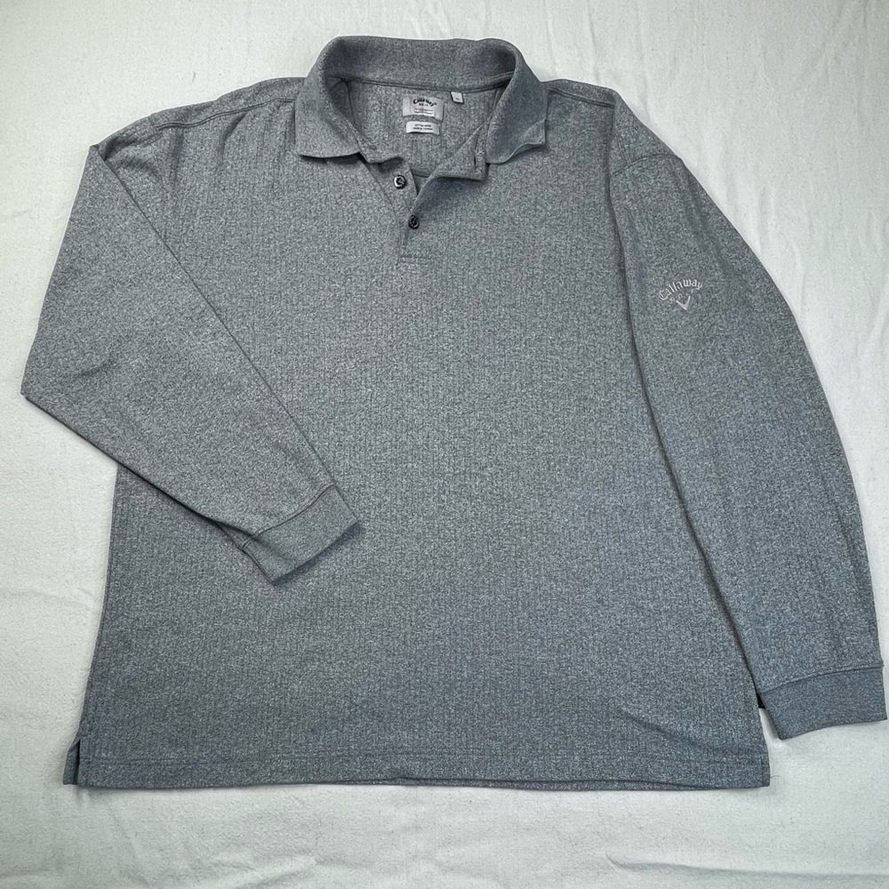 Callaway Golf Men’s Polo Shirt Long Sleeves Logo Preppy Casual XL relaxed roomy